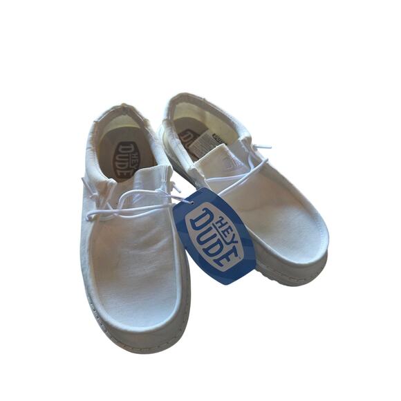 Hey Dude Wally Youth White Slip On Canvas Shoes 5 Youth Comfort NEW without box - Picture 1 of 6